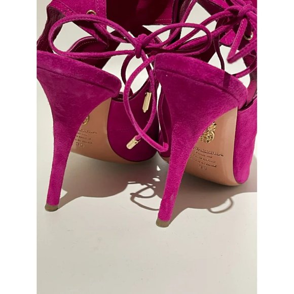 NEW AQUAZZURA Sexy Thing cutout suede sandals Iris EU39.5 US8.5